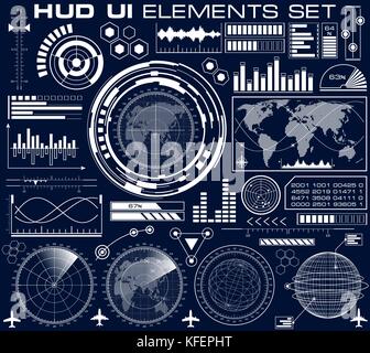 Set di futuristico interfaccia utente grafica hud Illustrazione Vettoriale