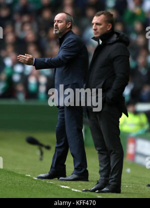 Il manager di Kilmarnock Steve Clarke durante la partita di Ladbrokes Scottish Premiership al Celtic Park di Glasgow. PREMERE ASSOCIAZIONE foto. Data immagine: Sabato 28 ottobre 2017. Vedi PA storia CALCIO Celtic. Il credito fotografico dovrebbe essere: Andrew Milligan/PA Wire. SOLO PER USO EDITORIALE Foto Stock