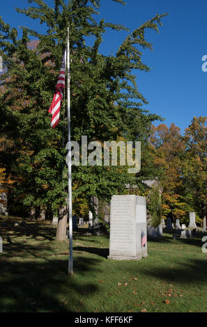 Il Bennington, Vermont luogo di sepoltura di molti patriota e soldati britannici che perirono nella battaglia di Bennington, Agosto 16, 1777 Foto Stock