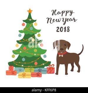 Felice anno nuovo 2018. anno del cane. Illustrazione Vettoriale