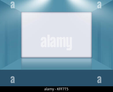 Un grande bianco schermo piatto sul 3D lo stadio spaziale.3d'illustrazione. 3d'illustrazione, 3D render Foto Stock