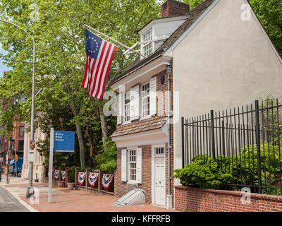La Betsy Ross House a Philadelphia, Pennsylvania, USA. La casa risale al 1740 Foto Stock