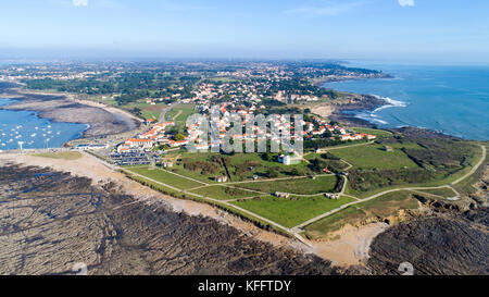 Vista aerea di san gildas point in prefailles, Loire Atlantique Foto Stock