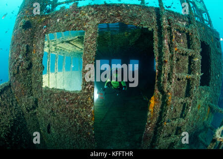 Relitto Peltastis e immersioni subacquee, Mar Adriatico, Mar Mediterraneo, Krk, Golfo del Quarnero o Baia, Croazia Foto Stock