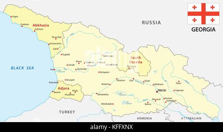 Mappa di Georgia con bandiera Illustrazione Vettoriale
