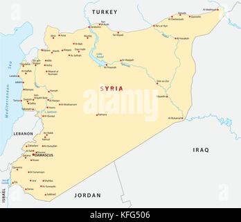 La siria mappa vettoriale Illustrazione Vettoriale