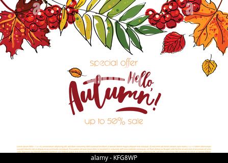 Ciao autunno sfondo di vendita Illustrazione Vettoriale