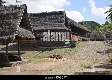 Vista di tenganan aga villaggio aborigeno e le sue case tradizionali a Bali, in Indonesia Foto Stock