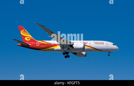 Cina Hainan Airlines Dreamliner Boeing 787 in atterraggio a Las Vegas, Nevada Foto Stock