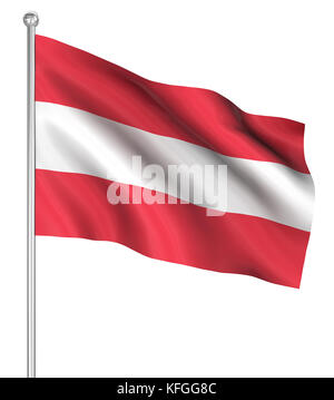 Bandiera dell'Austria , computer immagine generata. 3D render. Foto Stock