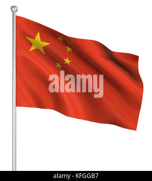Bandiera della Cina , computer immagine generata. 3D render. Foto Stock
