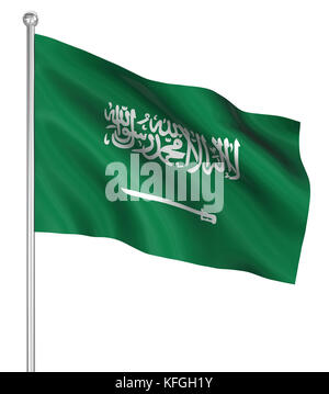 Bandiera dell'Arabia Saudita , computer immagine generata. 3D render. Foto Stock