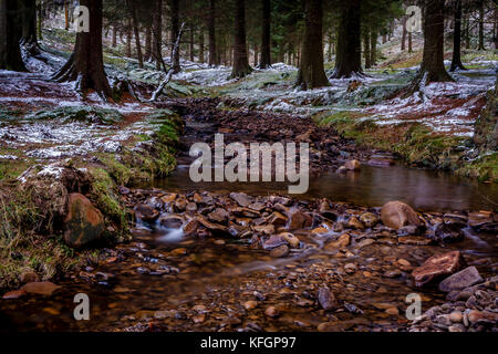 Flusso d'inverno nel Parco Nazionale di Peak District Foto Stock