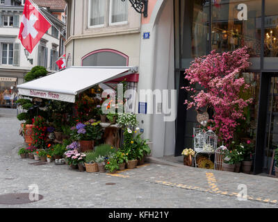 Negozio di fiori, la Città Vecchia di Zurigo, Svizzera Foto Stock