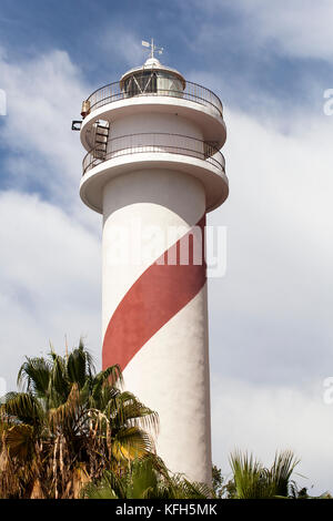 Marbella il faro è stato costruito nel 1864 ed è di 29 metri (95 ft) alta. Foto Stock