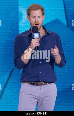 Il principe Harry partecipa a un WE Day, evento educativo e di ispirazione che celebra il potere dei giovani di fare la differenza positiva nel mondo. Con: Prince Harry Where: Toronto, Canada When: 28 Set 2017 Credit: Euan Cherry/WENN.com Foto Stock