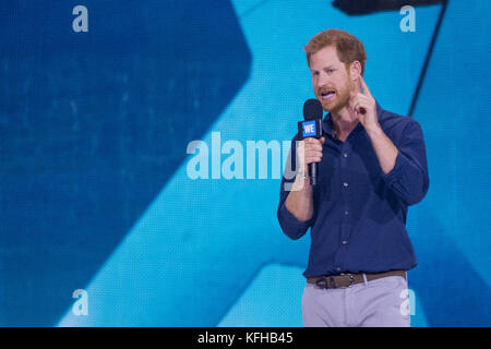 Il principe Harry partecipa a un WE Day, evento educativo e di ispirazione che celebra il potere dei giovani di fare la differenza positiva nel mondo. Con: Prince Harry Where: Toronto, Canada When: 28 Set 2017 Credit: Euan Cherry/WENN.com Foto Stock