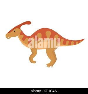 Illustrazione vettoriale di cartoon dinosauri parasaurolophus. Illustrazione Vettoriale