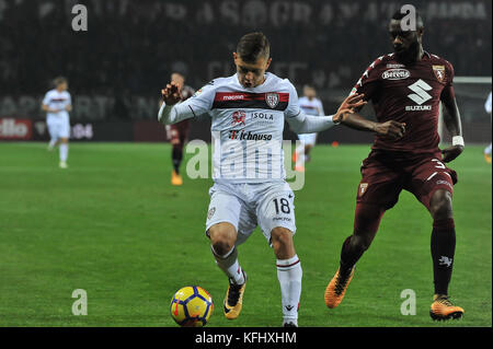 Torino, Italia. 29 ott 2017. nicolò barella (cagliari calcio)durante la serie di una partita di calcio tra torino fc e cagliari calcio allo stadio grande Torino il 29 ottobre 2017 a Torino, Italia. Credito: Fabio petrosino/alamy live news Foto Stock