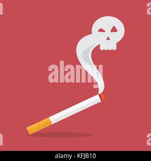 Sigaretta con un fumo formato cranio morto. smettere di fumare concetto. illustrazione vettoriale Illustrazione Vettoriale