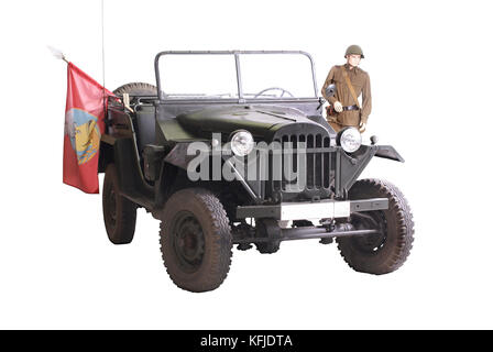 La "jeep" militare sovietica (GAZ 67 - modello degli anni '1940) insieme al leggendario Lend-lease Willys era un'auto di base per lo staff degli ufficiali durante la seconda guerra mondiale. Foto Stock