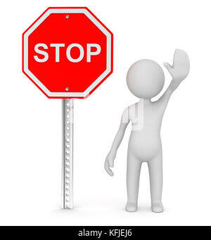 Arrestare cartello stradale , computer immagine generata. 3D render. Foto Stock