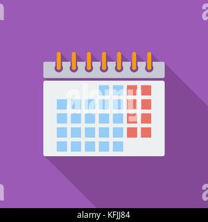 Icona Calendario. Vettore di piana relativa icona con lunga ombra per il web e applicazioni per dispositivi mobili. Esso può essere utilizzato come - il logo, il pittogramma, icona, una infografica eleme Illustrazione Vettoriale