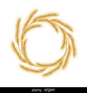 Ghirlanda fatta di frumento. concetto per i prodotti biologici etichetta, raccolto e agricoltura locale, grano, panificio. Illustrazione Vettoriale