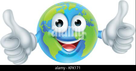 Personaggio Cartoon World Earth Day Thumbs Up Mascot Illustrazione Vettoriale