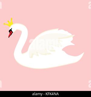 Illustrazione Vettoriale biglietto di auguri, poster con BELLISSIMO CIGNO. swan regina. Illustrazione Vettoriale