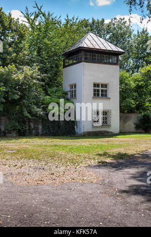 Campo di concentramento di Dachau (konzentrationslager) ss torre di vedetta di guardia Foto Stock