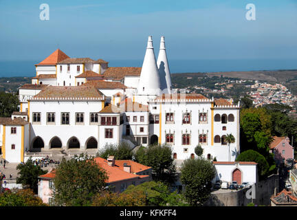 Palazzo Nazionale, Palácio Nacional de Sintra, Sito Patrimonio dell'Umanità dell'UNESCO, Sintra, Portogallo Foto Stock