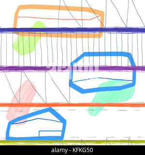 Seamless disegnati a mano modello geometrico. design moderno stile artistico. freehand spazzola digitale tratti a matita composizione alla moda Foto Stock