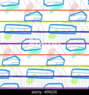 Seamless disegnati a mano modello geometrico. design moderno stile artistico. freehand spazzola digitale tratti a matita composizione alla moda Foto Stock