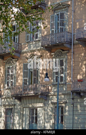 Ombre sulla parete dell'edificio di appartamenti, creato da platani, platanus acerifolia x, Foto Stock