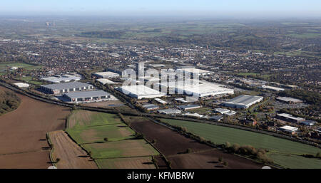 Vista aerea del settore a sud ovest di Burton-on-Trent, Regno Unito Foto Stock