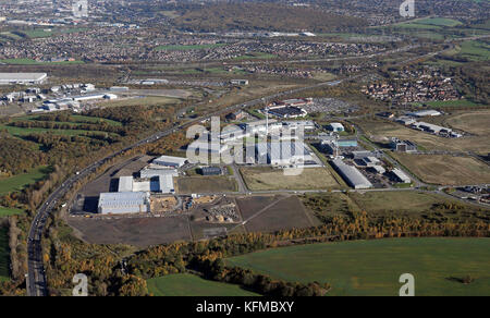 Vista aerea della fabbricazione avanzata Park, Catcliffe, Rotherham & Sheffield, Regno Unito Foto Stock