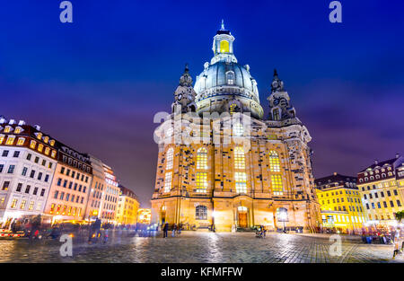 Dresden, Germania. La Frauenkirche, la città di Dresda, centro storico e culturale del Libero Stato di Sassonia in Europa.