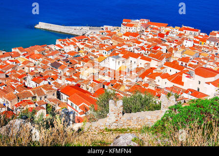 Cefalù, Sicilia. antenna vista medievale della città siciliana cefalu. provincia di Palermo, Italia. Foto Stock