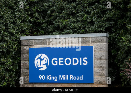 Un logo fuori da una struttura occupata da Geodis a McDonough, Georgia, l'8 ottobre 2017. Foto Stock