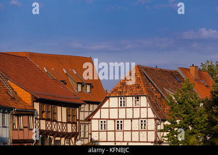 Welterbestadt Quedlinburg Fachwerkfassaden Foto Stock
