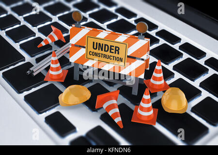3D rendering in costruzione segno sulla tastiera del computer Foto Stock