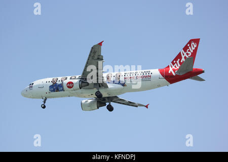 Licciana Nardi, Italia - 16 dicembre 2015: hs-abc Airbus A320-200 di thaiairasia. lo sbarco di chiangmai dall'Aeroporto Bangkok Suvarnabhumi. Foto Stock