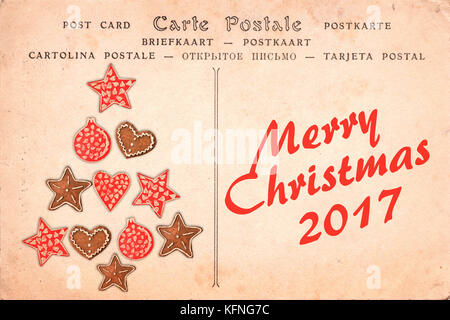 Buon Natale 2017 su una cartolina vintage background Foto Stock