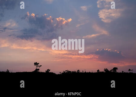 Back lit hill durante il tramonto tramonto in Portogallo Foto Stock