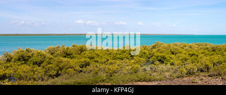 Sito del vecchio pontile in legno rimosso nel 1966 ,al punto di mangrovie , Broome, North Western Australia rimane un turista lookout,e pesce visualizzazione sito . Foto Stock