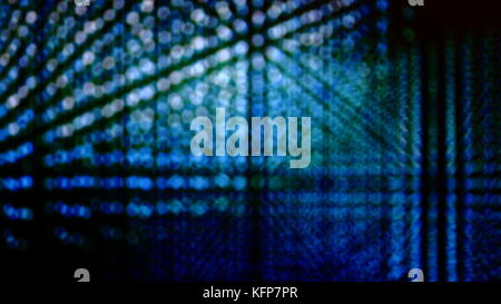 Concetto di illuminazione digitale o tecnologia concetto di luce per le luci bokeh dello spazio di copia. La splendida tecnologia digitale blu-verde sfocata illumina lo sfondo Foto Stock