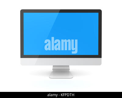 Il monitor di un computer. 3D render e computer immagine generata. isolato su bianco. Foto Stock