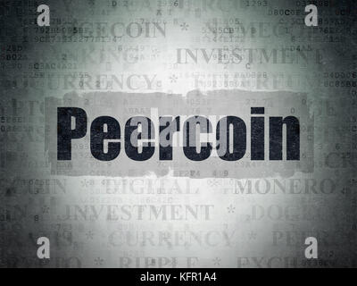 Concetto blockchain: peercoin sui dati digitali sfondo della carta Foto Stock