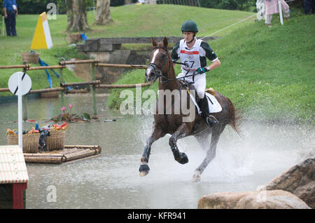 Giochi Olimpici 2008, Hong Kong (giochi di Pechino) Agosto 2008, Niall Griffin (IRE) Lorgaine equitazione, eventing cross country Foto Stock